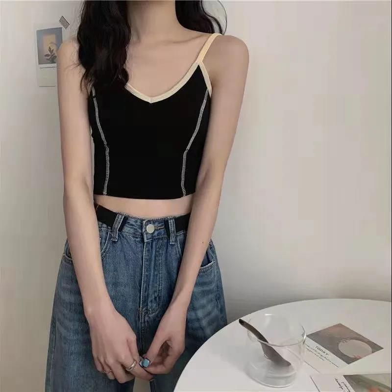 Korean Version of The Retro Contrast Color Girl No Steel Ring Small Chest Gathered Tube Top Bottoming Beautiful Back Vest-style Underwear Women's Bra