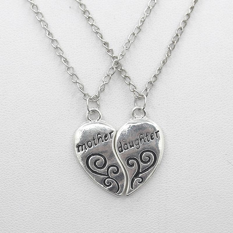 Best Friends Alloy Heart Pendant Honeycomb Love Stitching Pendant Lettering Necklace