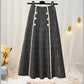 Winter Thickened Rib Knitted Large Swing Maxi Long Skirts Elegant Solid A-line Pleated Ankle Length Knit Skirts