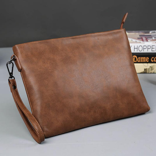 Business Briefcase Men Retro Brown Waterproof Soft Leather IPad Tote Shoulder Bags Computer Bag