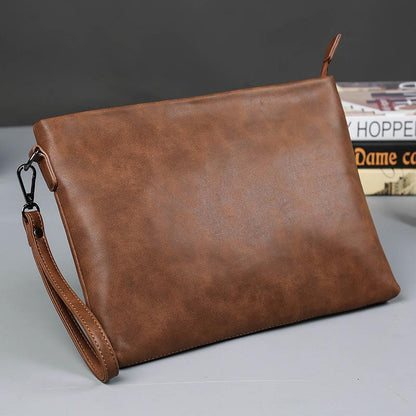 Business Briefcase Men Retro Brown Waterproof Soft Leather IPad Tote Shoulder Bags Computer Bag