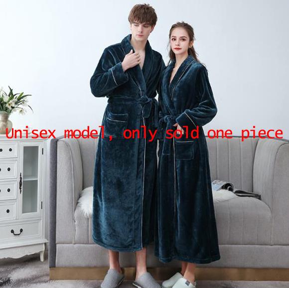 Flannel Couple Bathrobe Men Winter Thick Cashmere Home Clothes Ladies Long Robe Coat Soft Shawl Bathrobe