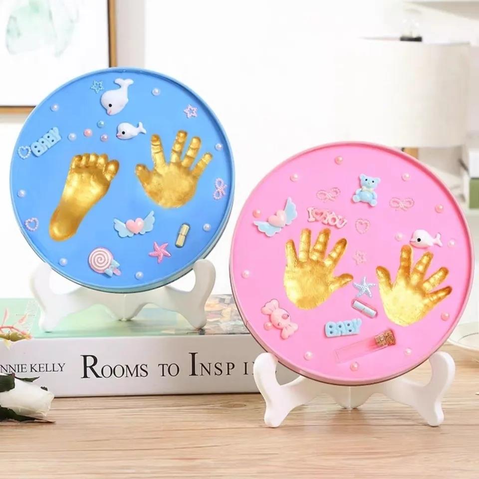 Baby Customized Hand and Foot Anniversary Box Iron Box Footprints Footprints Baby Hand and Foot Prints Clay Souvenirs Footprints