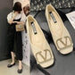 Women's Soft Sole Shoes Flat-bottomed Non-slip Shoes Work Can Wear Square-toed Shoes Retro British Style Ladies Leather Shoes Casual Shoese