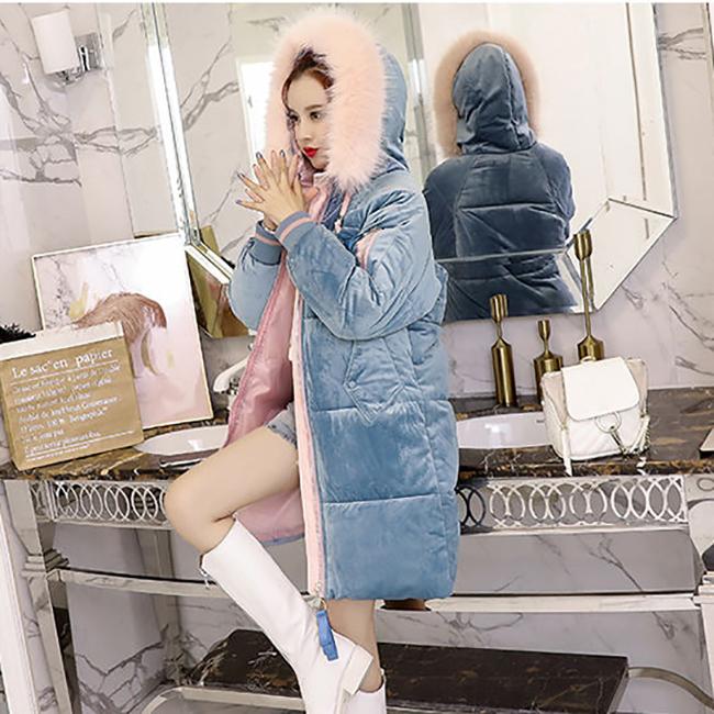 Gold Velvet Women's Cotton Coat Mid-length Student Korean Winter Jacket Fashion Warmth Parka Coat