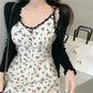 Female Summer Simple Leisure All Kinds of Waist Show Thin Elegant Floral Suspender Lace Dress
