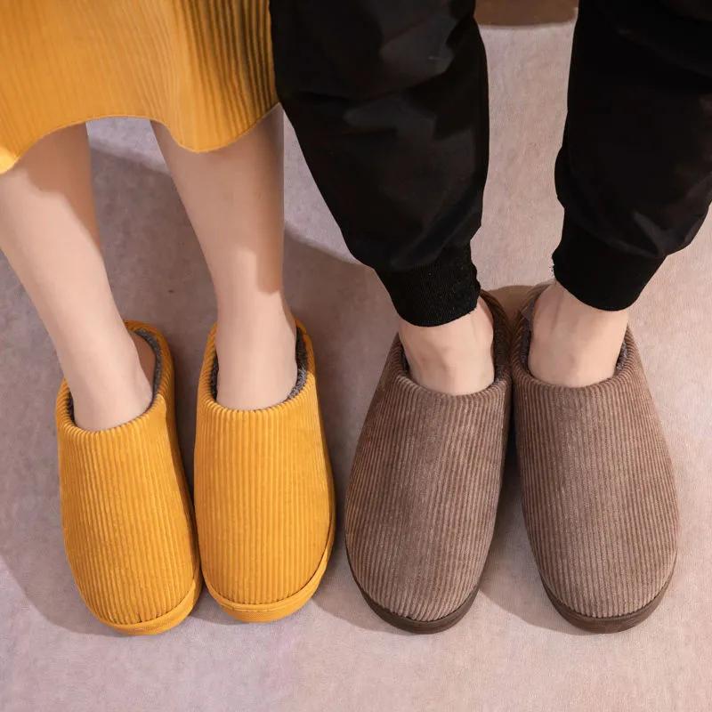 Winter Slippers Women Cotton Shoes Thick Fleece Warm Mens Plus Size Slides Home Indoor Casual Slippers