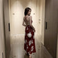 Summer Korean Mid-length Printed Halter Sexy Sling Dress Women's Holiday Big Swing Beach Dress
