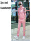 Joker Long -Sleeved Casual Sweatshirt Set Large Size Spring And Autumn Women 'S 2pcs Set