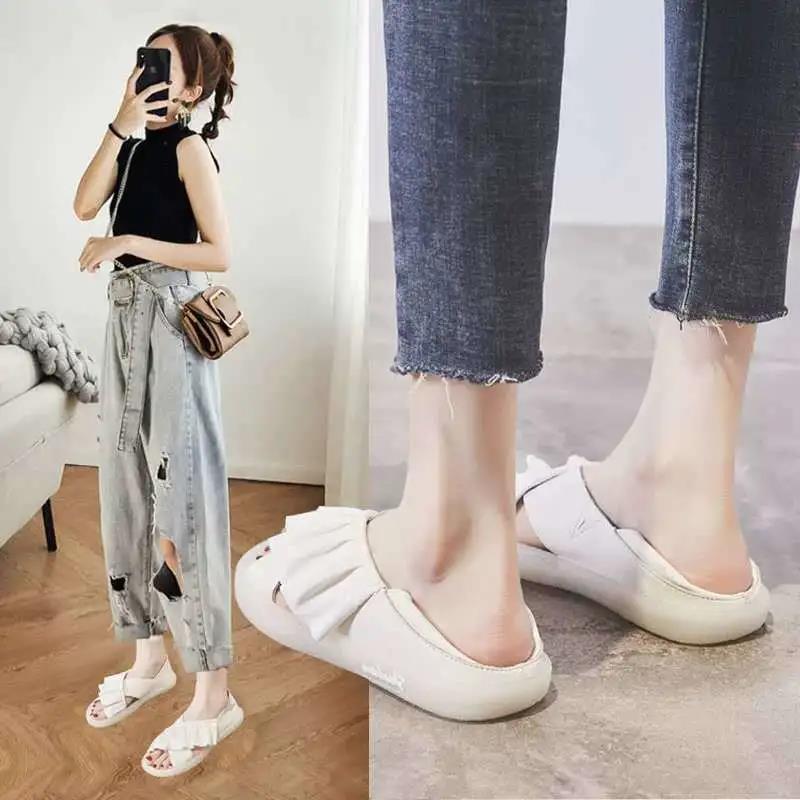 Sandals Women's Summer Jelly Transparent Soles Flat Two-wear Slippers Women's Non-slip Thick-soled Soft Lightweight Simple Sandals