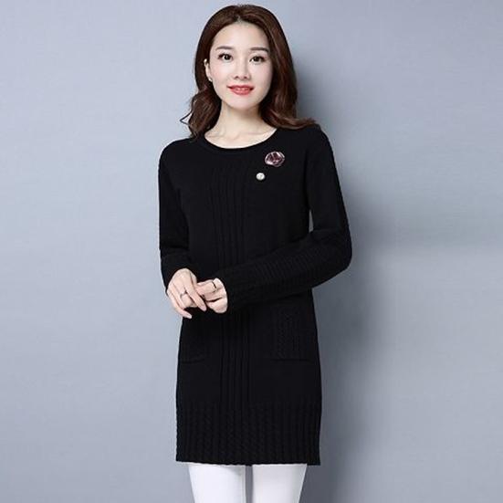 Women's Winter Large Size Versatile Thick Sweater Female Autumn Loose Long Sleeve Warm Mid-length Knitted Pullover
