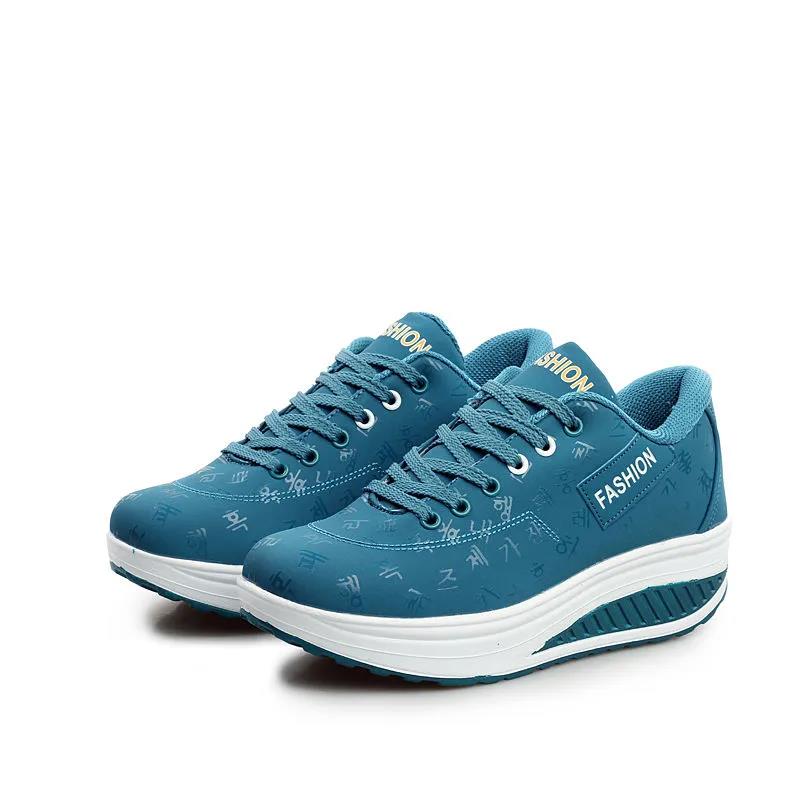Women Sneakers Breathable Waterproof Wedges Platform Vulcanize Shoes Woman Pu Leather Casual Shoes