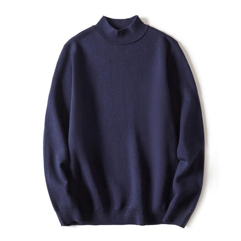 Pure Color Men's Half Turtleneck Sweater Autumn and Winter Trend of Slim Sweater Thickened Middle Collar Sweater