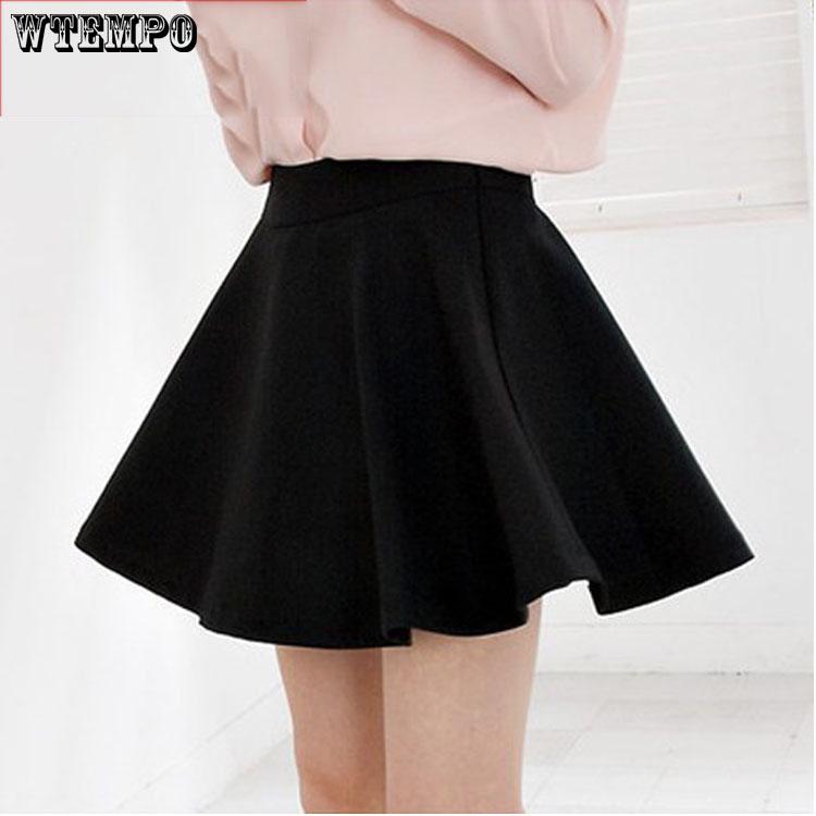 WTEMPO  Skirt Women Fashion Summer Black A-line High Waist Gauze Pantskirt