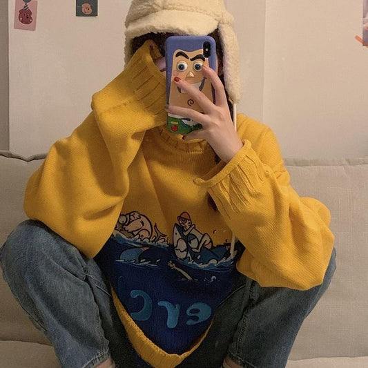 Autumn  Winter Wear Bottoming Shirt Fashion Pullover Sweater Female Students Loose Casual Long-sleeved Round Neck Sweater