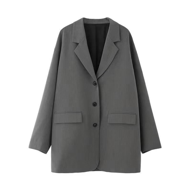 Women's Suit Jacket Spring and Autumn Korean Version Ins Student Loose Jacket Retro Slim Casual Black Blazer Personalized Coat