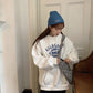 Autumn and Winter Women's Hooded Hoodie Korean Loose Large Size Plus Velvet Thick Letter Coat