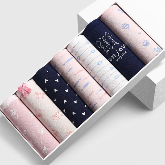 7-Pack Women's Plus Size Underwear Student Low-rise Women's Cotton Underwear