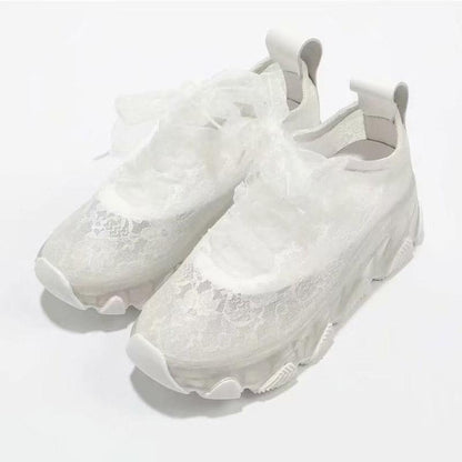 Lace Mesh White Shoes Women Spring Summer Breathable Wild Platform Platform Shoes Casual Sports Shoes Women