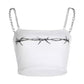Printed Strapless Sexy Vest Summer Short Blouse E-girl Fitness Sportswear Metal Chain Strap Camisole