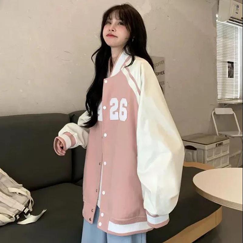 Baseball Uniform Jacket Women's Autumn and Winter Loose Tops Lazy Wind Casual High-end All-match Jacket Comfortable and Breathable