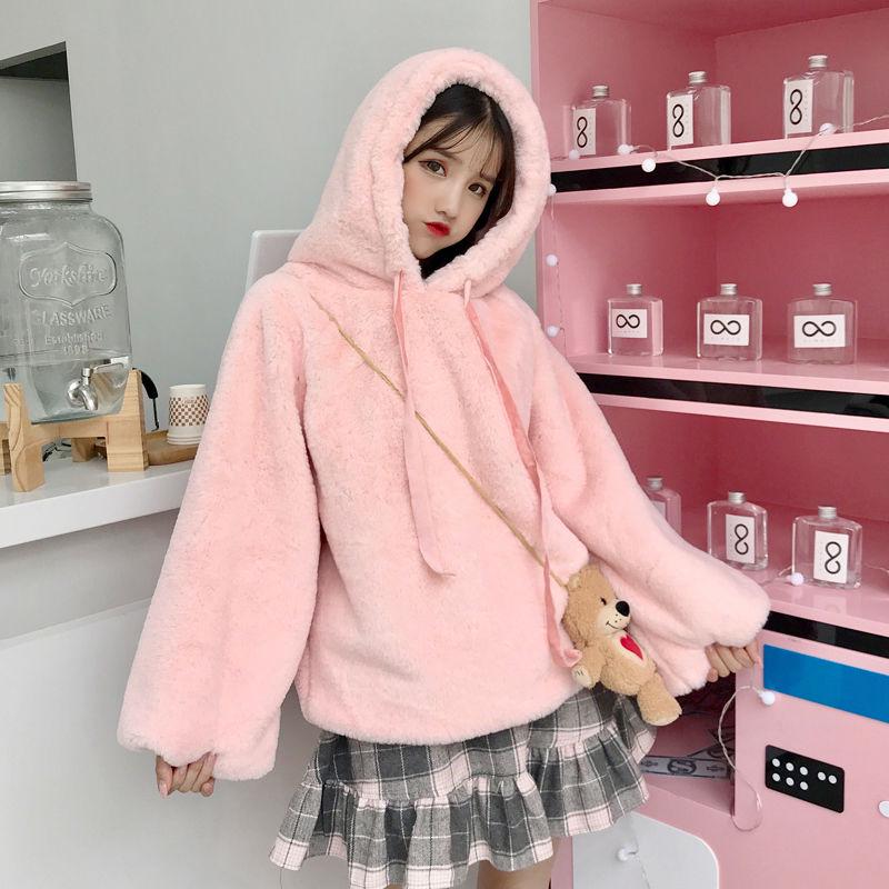 Hood Top Autumn Winter Sweatshirt Cotton Women's Sweatshirt Wild Large Size Long Sleeve Warm