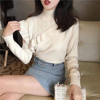 Pullovers Multicolor Dot Elegant Women Sweater Turtleneck Long Sleeve Knitted Autumn Warm Pullovers