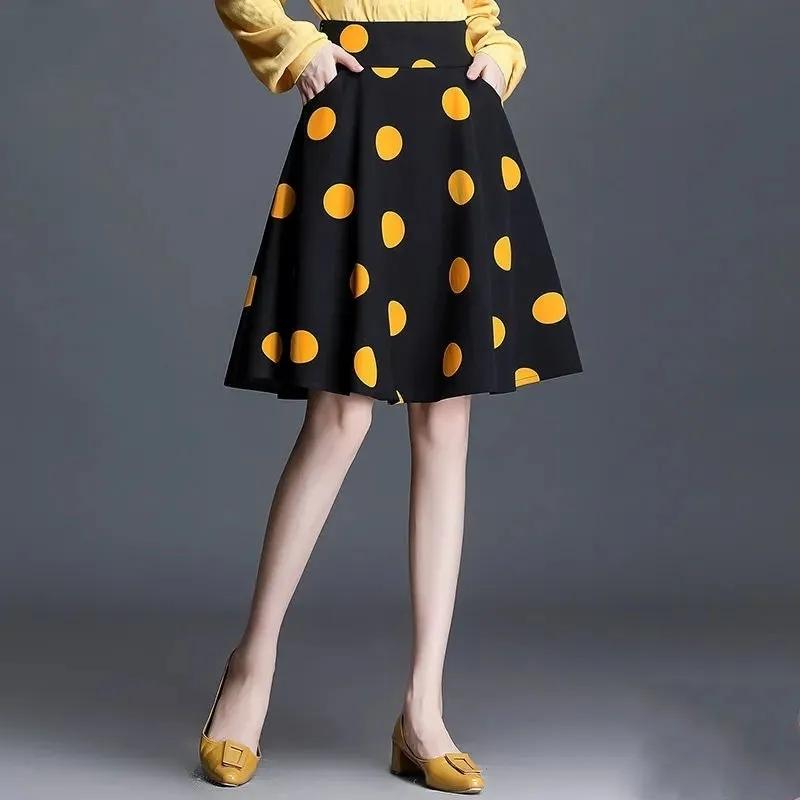 S-5XL Polka-dot Chiffon Skirt Women's Summer High Waist Anti-light Umbrella Skirt Thin A-line Large Swing Skirt Short Skirt