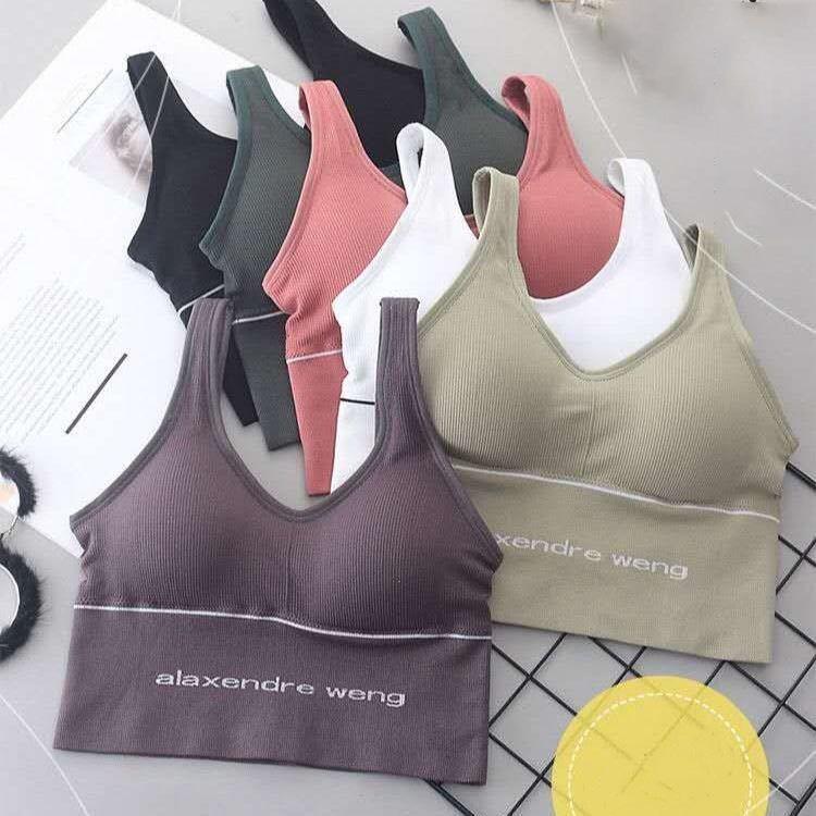Women Wearing Sports Vest with Chest Pad U-shaped Beautiful Back Gathered and Shockproof Yoga Underwear Base Tube Top