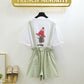Skirt Suit Women Printed T-shirt Strap Skirt Two-piece Loosestrap Skirt Summer T-shirt Set