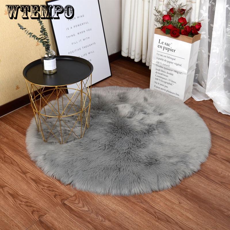 Fluffy Round Rug Carpets for Living Room Decor Faux Fur Carpet  Room Long Plush Rugs