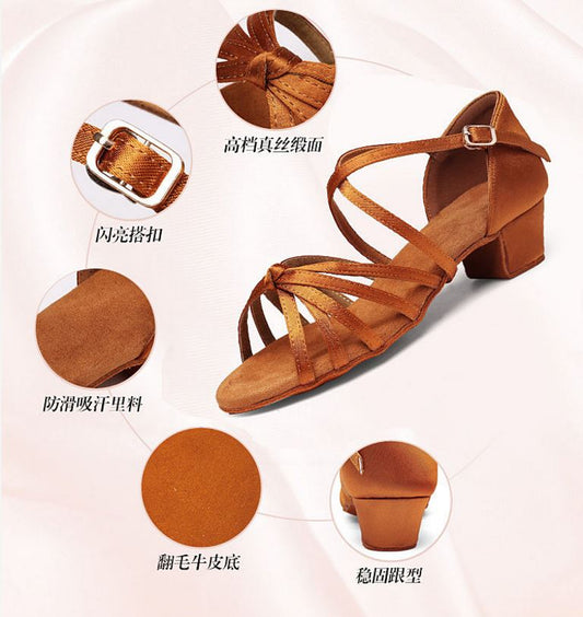 High Quality Latin Dance Shoes for Children Girls Adult Latin Dance Shoes Ballroom Tango Salsa Low Heels