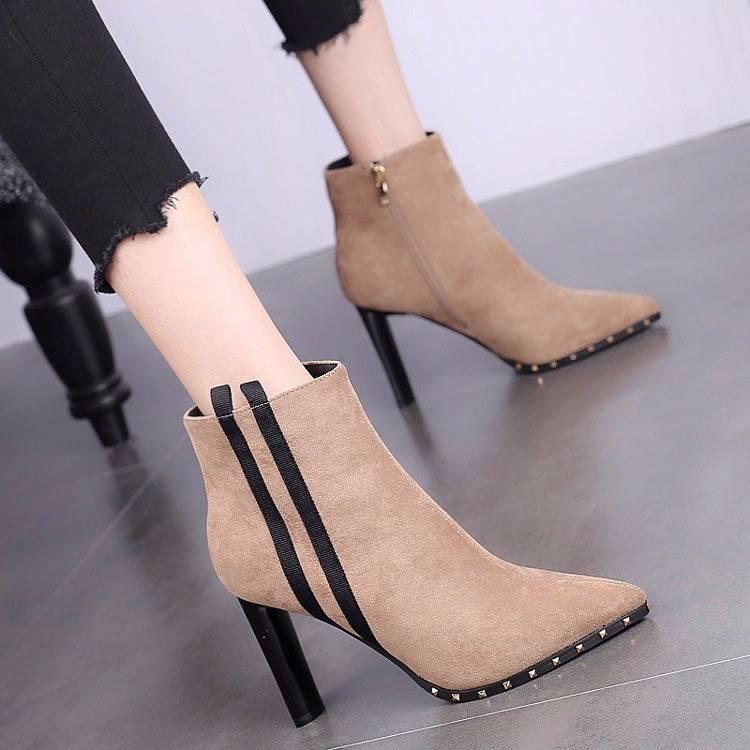 European Contracted Boots Woman British Style Boots Martin Boots Autumn Winter High-heeled Shoes