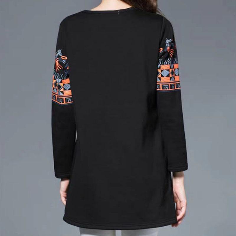 Ethnic Style Printing Blouse Women Long Sleeve Spring New Chic Casual Tops Lady Femme Vintage Pullover