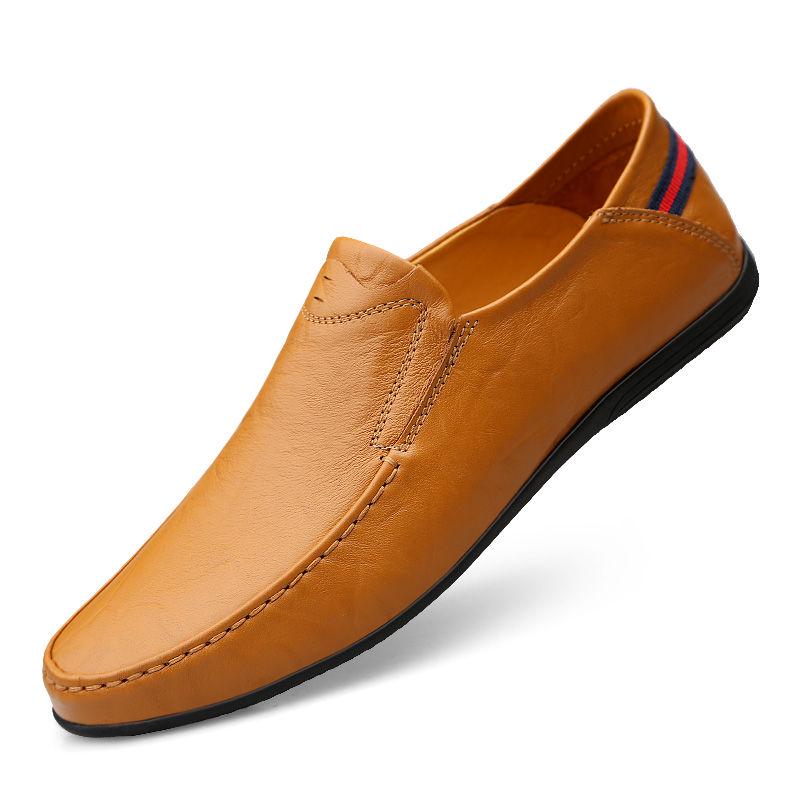 Peas shoes men's leather soft bottom driving shoes men's casual shoes Flat men's peas shoes