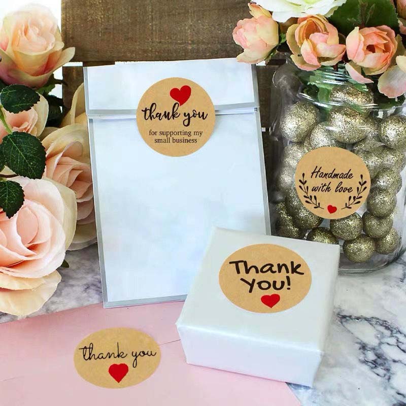 500pcs 4 Styles Thank You Sticker for Seal Labels Round Floral Multi Color Labels Sticker Handmade Offer Stationery Sticker