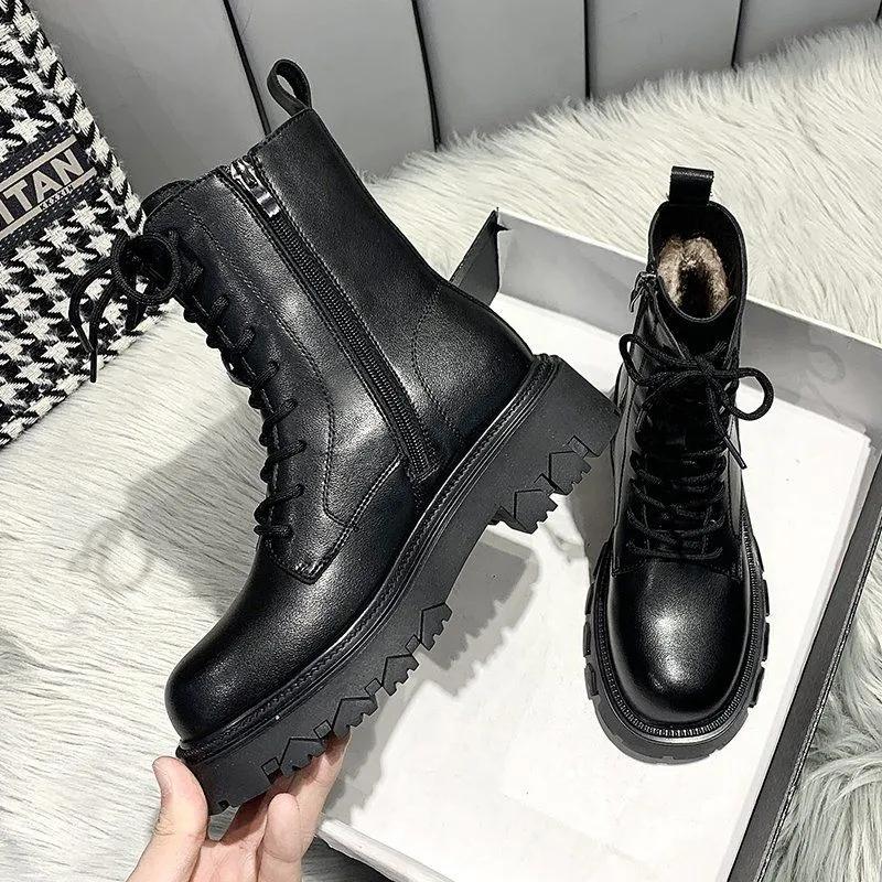 Snow Boots Women Thick Warm Cotton Shoes Women Winter Boots Plus Velvet Thick Bottom Martin Boots Ankle Boots