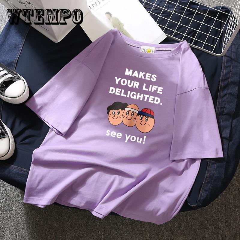 Fashion Plus Size Women T-shirt Cartoon Pattern Print Funny T-Shirt Women O-Neck Short Sleeve