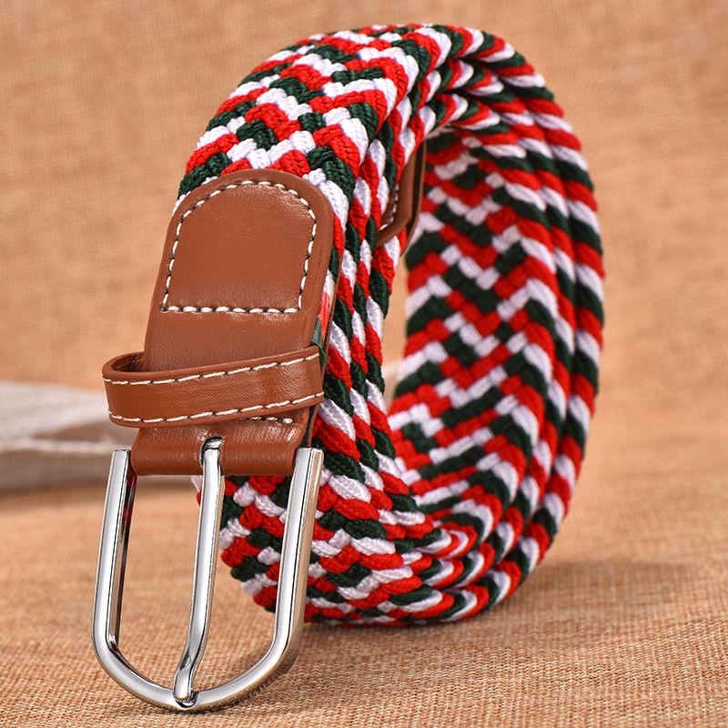 Men and Women Elastic Casual Student Belt Fashion Wild Woven Canvas Buckle Stretch