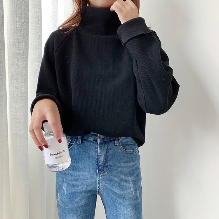 Pofulove Winter Sweater Women Loose Wild High-necked Sweatshirt Wearing Undershirt Student Outerwear