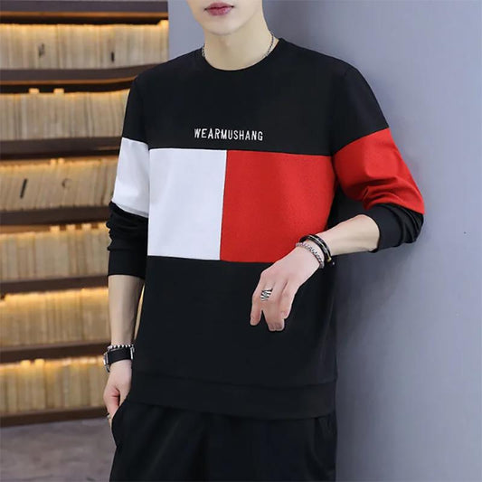 Autumn and Winter Men's Sweater Long-sleeved Men's Korean Style Slim Round Neck Plus Velvet Bottoming Sweatshirts
