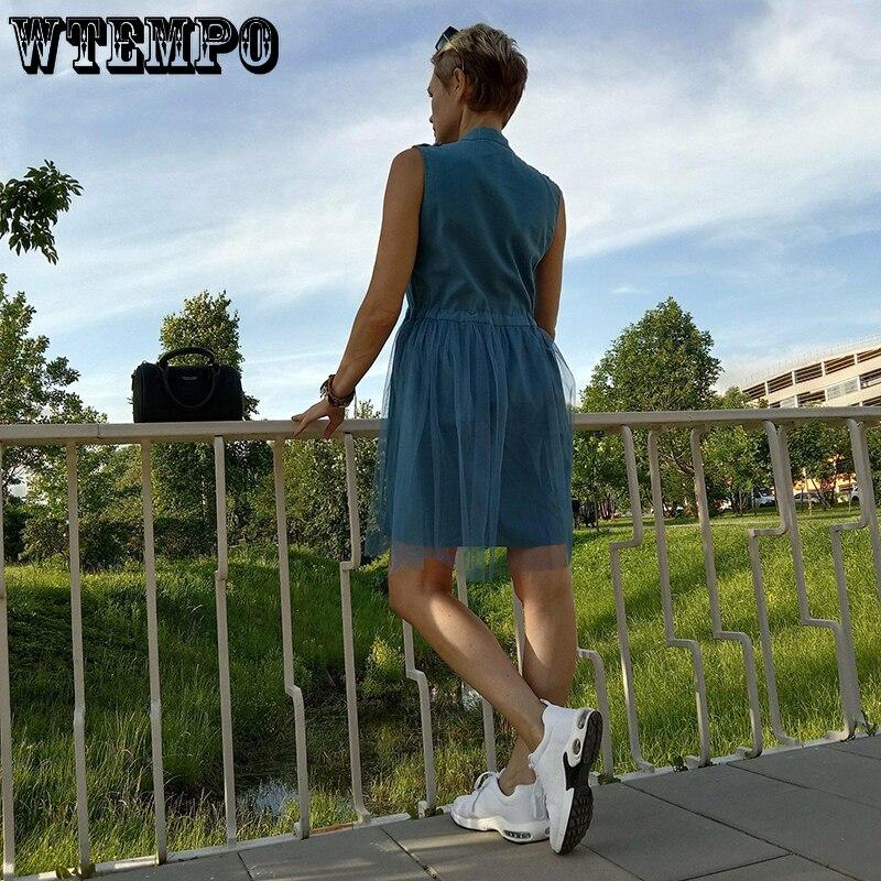 Korean Dresses Women Pink Summer Net Yarn Hem Sleeveless Midi Shirt Dress Drawstring Belt Slim Blouse Girl Uniform Casual Dress