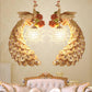 Luxury peacock crystal wall lamp Nordic bedroom bedside living room TV background led wall lamp