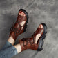 Soft Leather Women's Sandals Spring and Summer Platform Women's Shoes Fish Mouth Flat Roman High-top Sandals