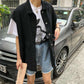 Turn-down Collar Solid Color Women's Vest Sleeveless Spring and Summer Loose Casual Buttons Coat Black White Waistcoat