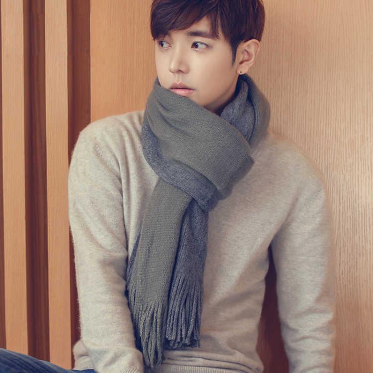 Men Fashion Scarves Men Winter Wool Knitted Cashmere Scarf Couple's Thick Warm Long Scarf