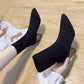 Women's Boots Winter Pointed Side Zipper Fine Heel High Heel Women's Mid Boots Plus Size Women Shoes