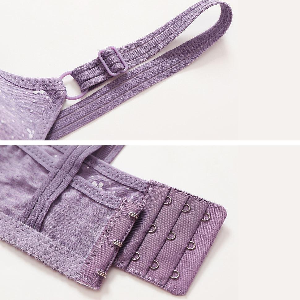 Women's Bra Sexy and Comfortable No Steel Ring Bra Middle-aged and Elderly Large Cup Printing Adjustable Breast Underwear Bra