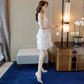 Fashion Summer Sexy V-neck Multi-layer Strap Dress Ruffled Lace Dress Backless Vacation Beach Dress
