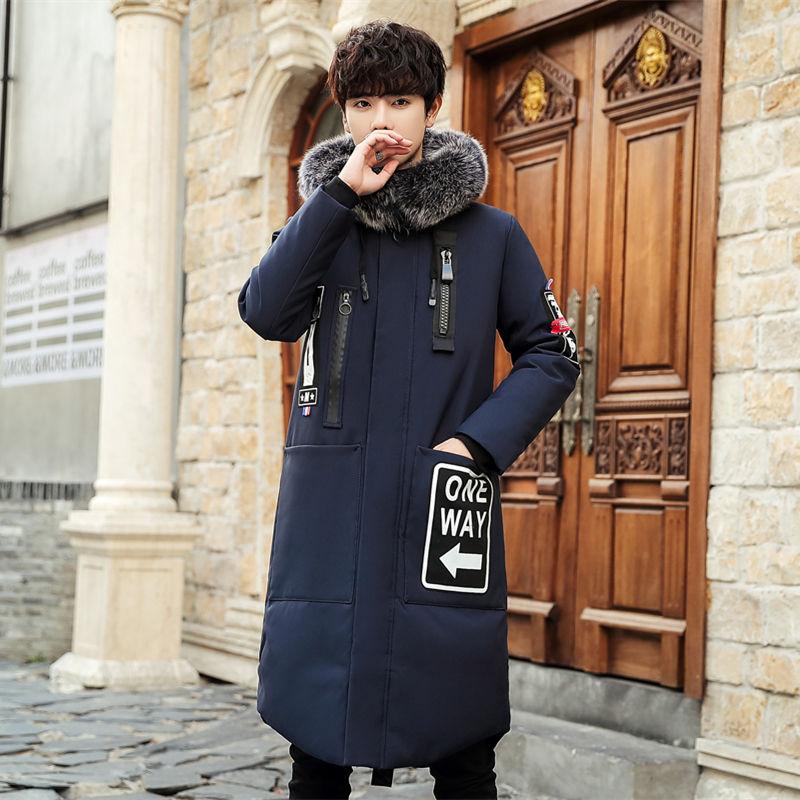 Down Jacket Men's Long Winter Thick Coat Youth Cold and Warm Jacket